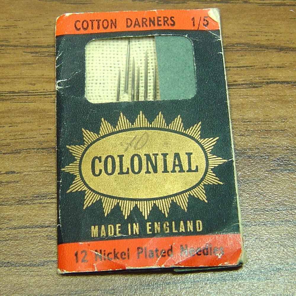 Vintage Colonial cotton darners needles-original package-made in England